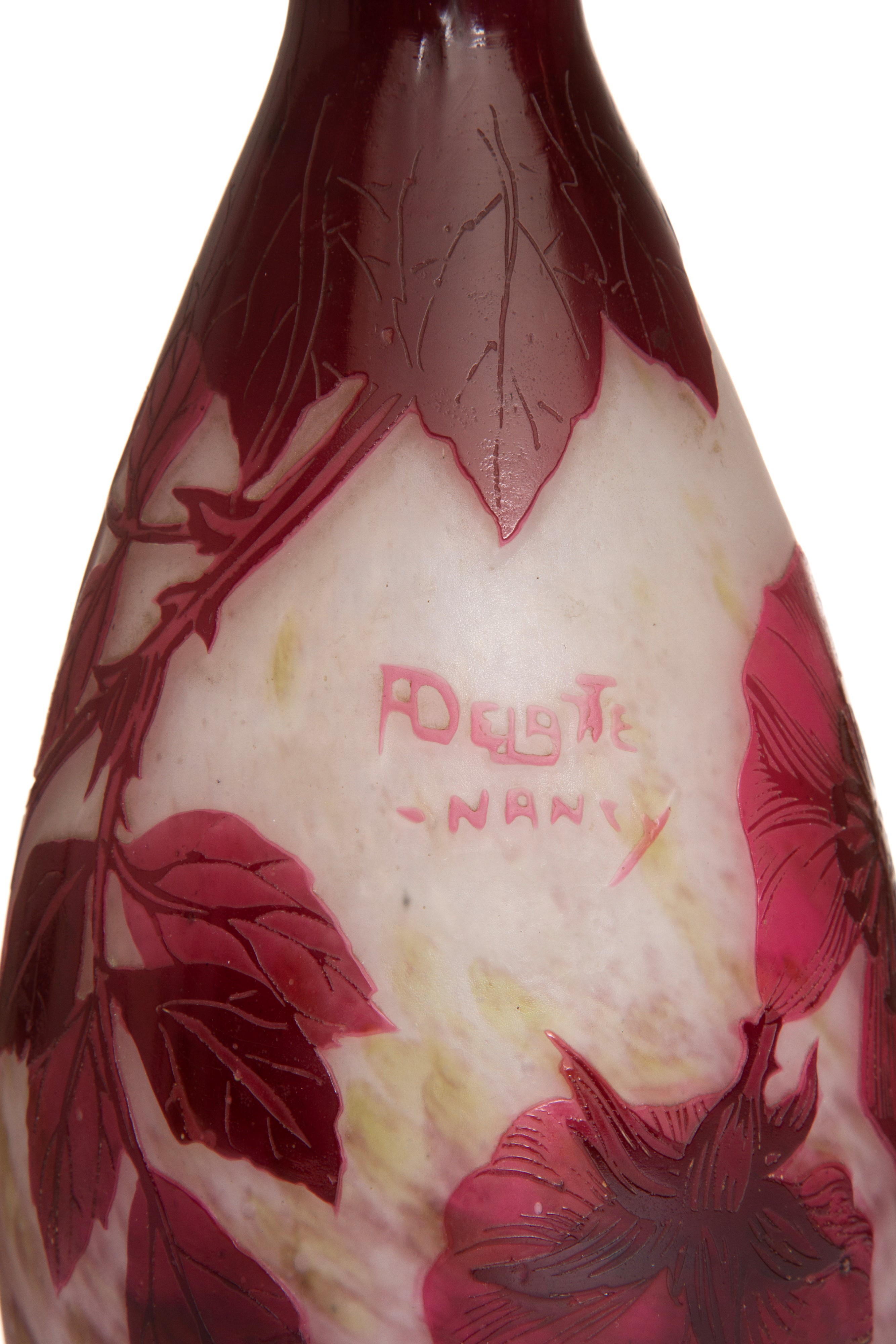 Andre Delatte - Vaso in pasta di vetro decorato con fiori e foglie