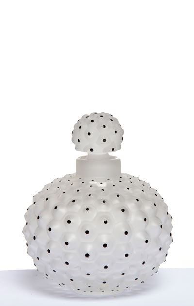 LALIQUE, Ampolla porta profumo in vetro decorato