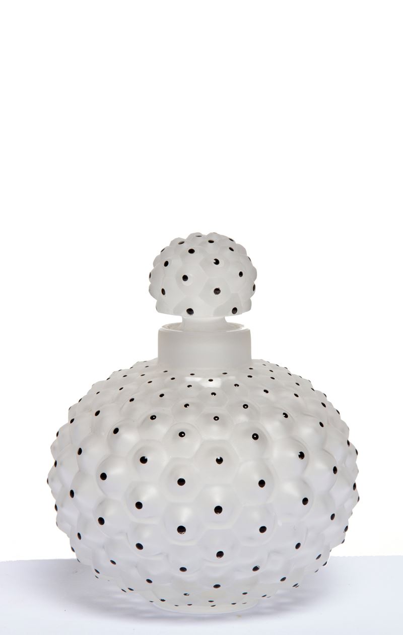 LALIQUE, Ampolla porta profumo in vetro decorato