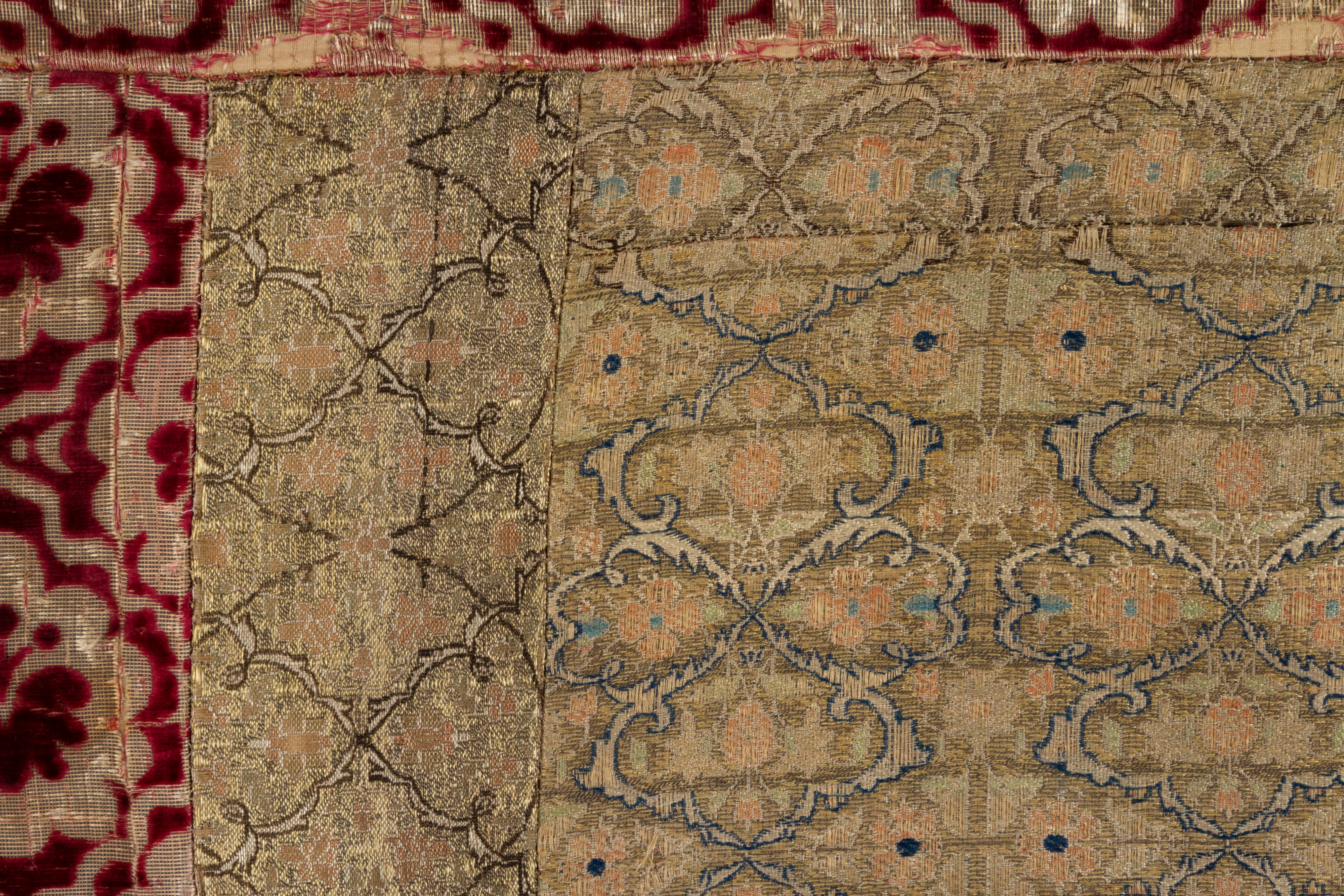 Pannello in tessuto italiano e velluto veneziano, XVII secolo