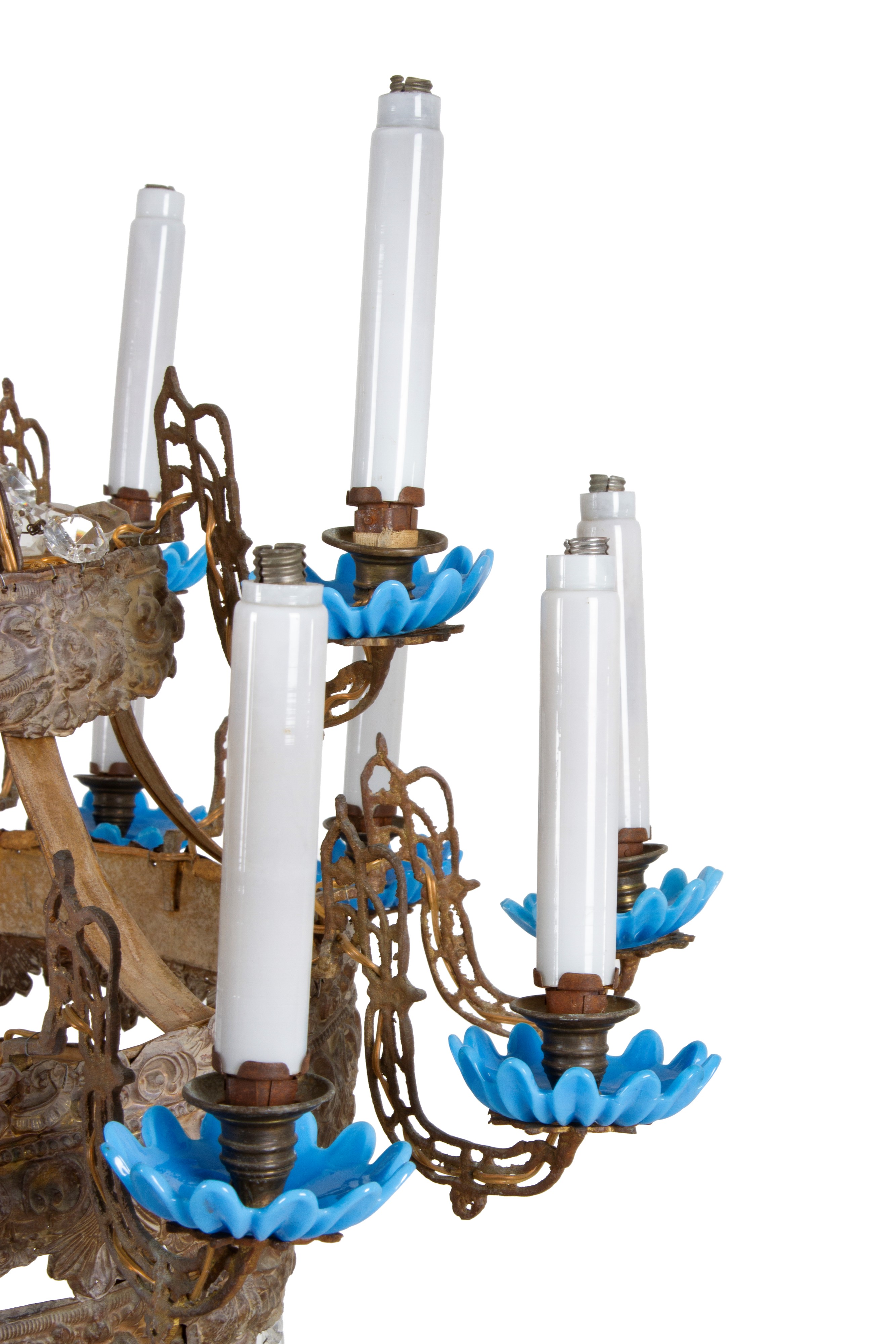 Lampadario a mongolfiera, diciotto luci su due palchi, Toscana, XIX secolo