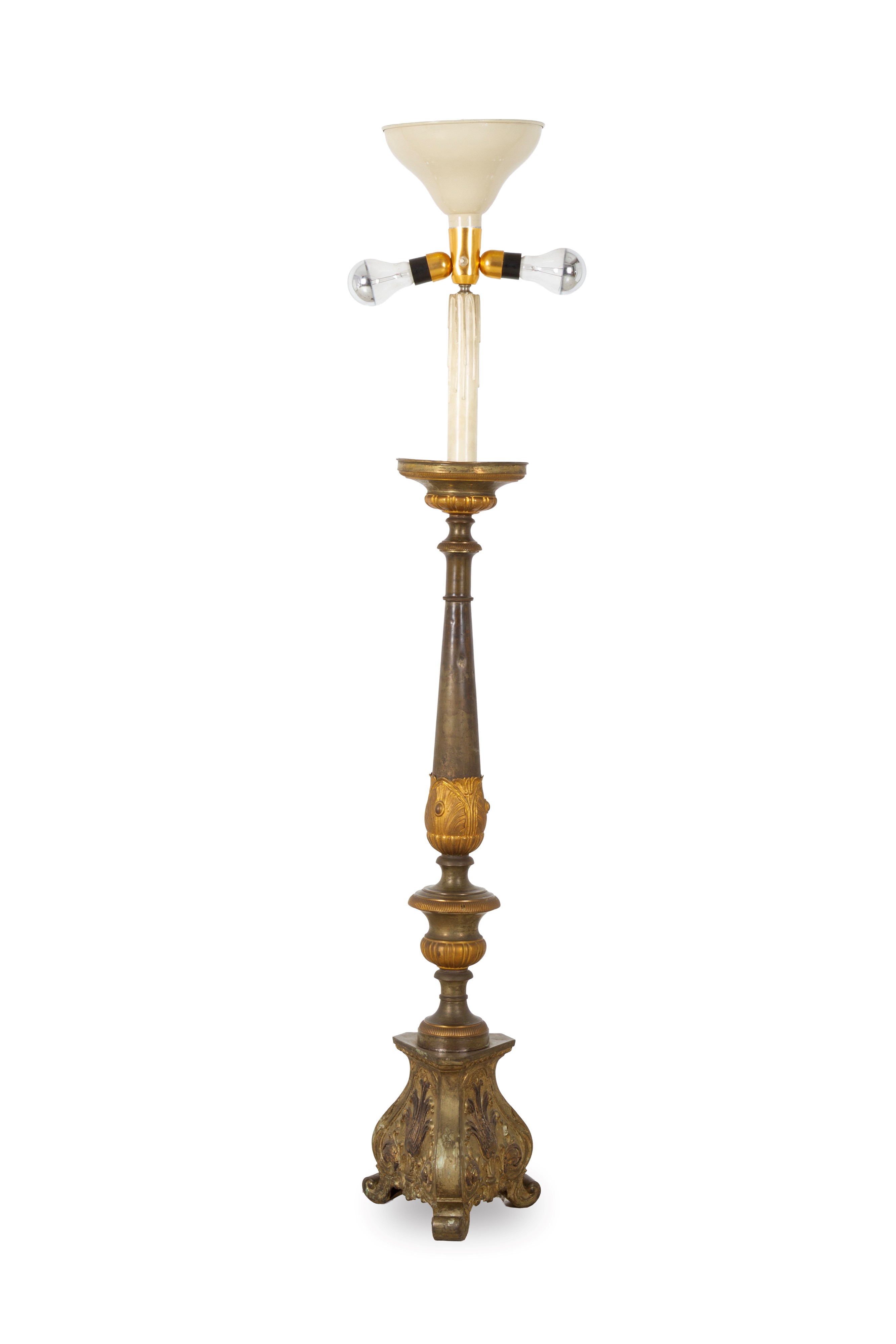 Piantana, metallo argentato e dorato, XIX secolo