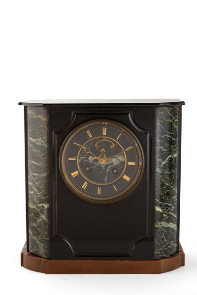 Orologio in marmo nero del Belgio e Verde Alpi, XX secolo