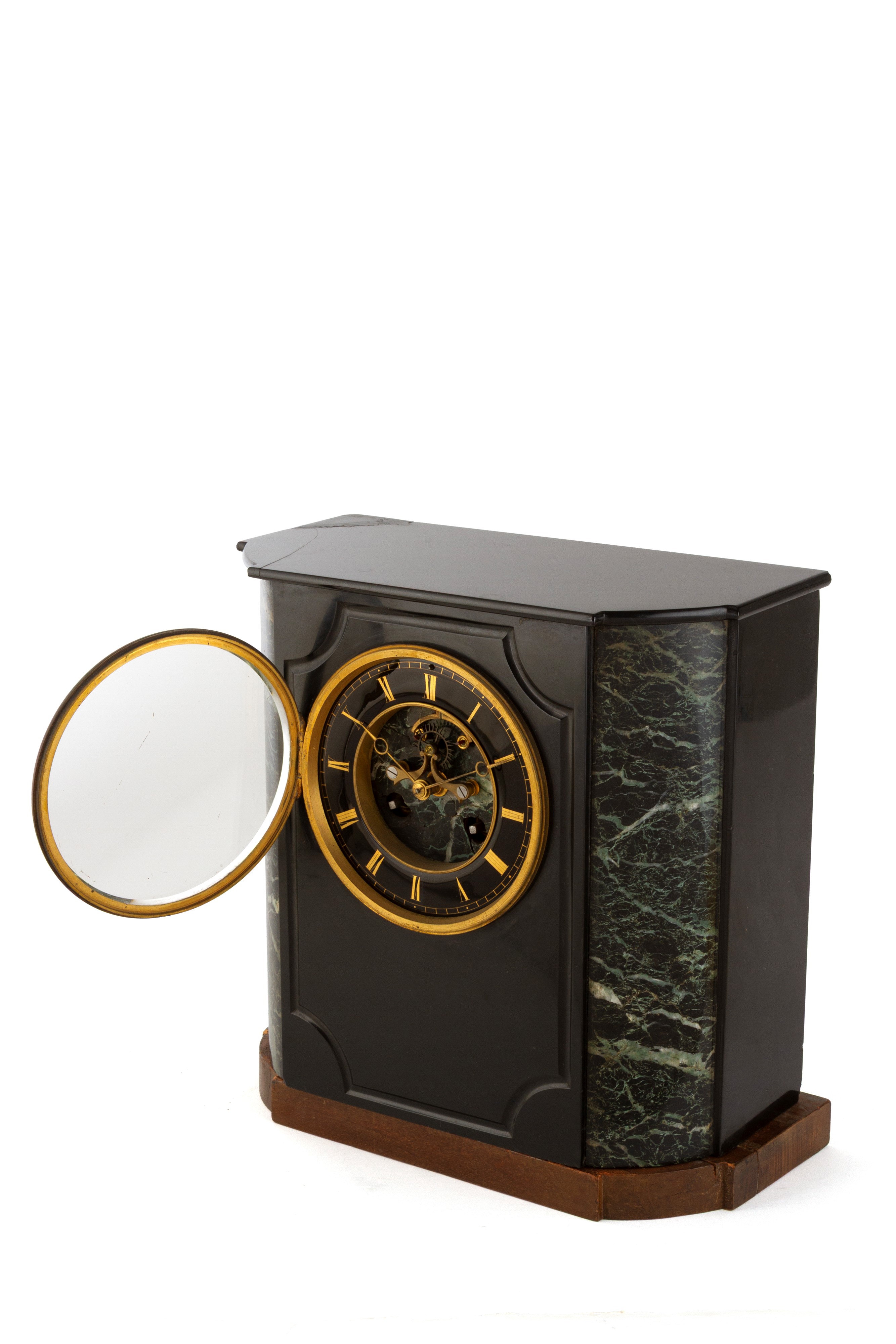 Orologio in marmo nero del Belgio e Verde Alpi, XX secolo