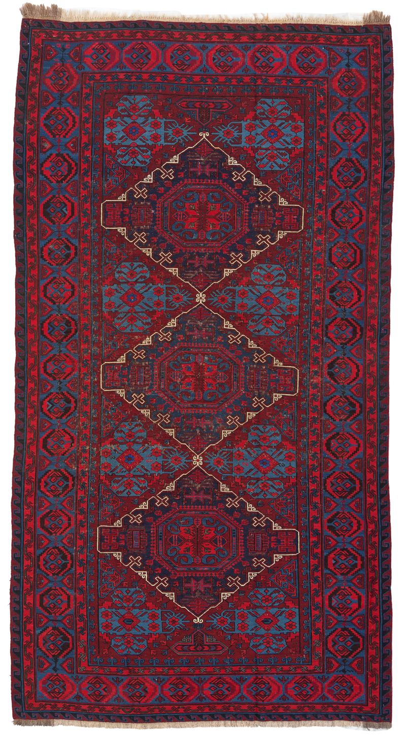 Tappeto Sumack Area Kuba, Caucaso, Inizi XX secolo, 340x180 cm