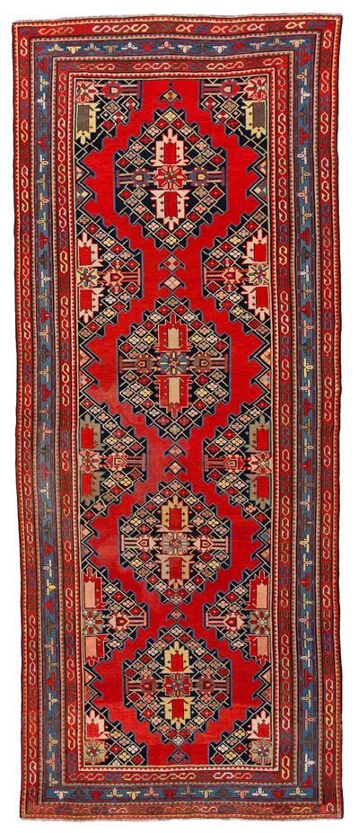 Tappeto Karabagh, Caucaso, circa 1900, 342x130 cm