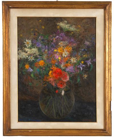 Vaso di fiori, olio su tavoletta, 1956