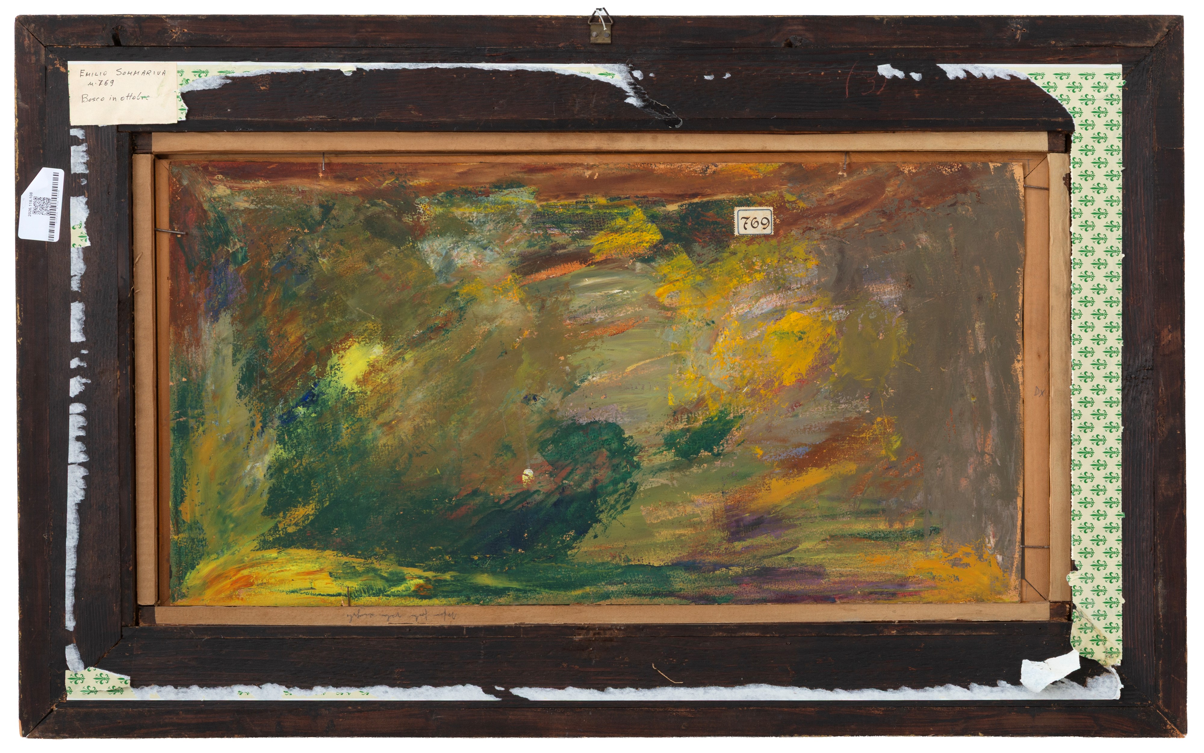Emilio Sommariva - Bosco in ottobre, olio su cartone