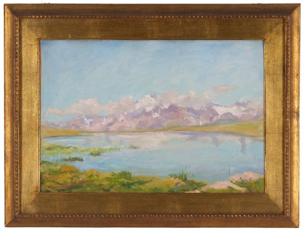 EMILIO SOMMARIVA - Painting "VIEW OF THE LAKE"