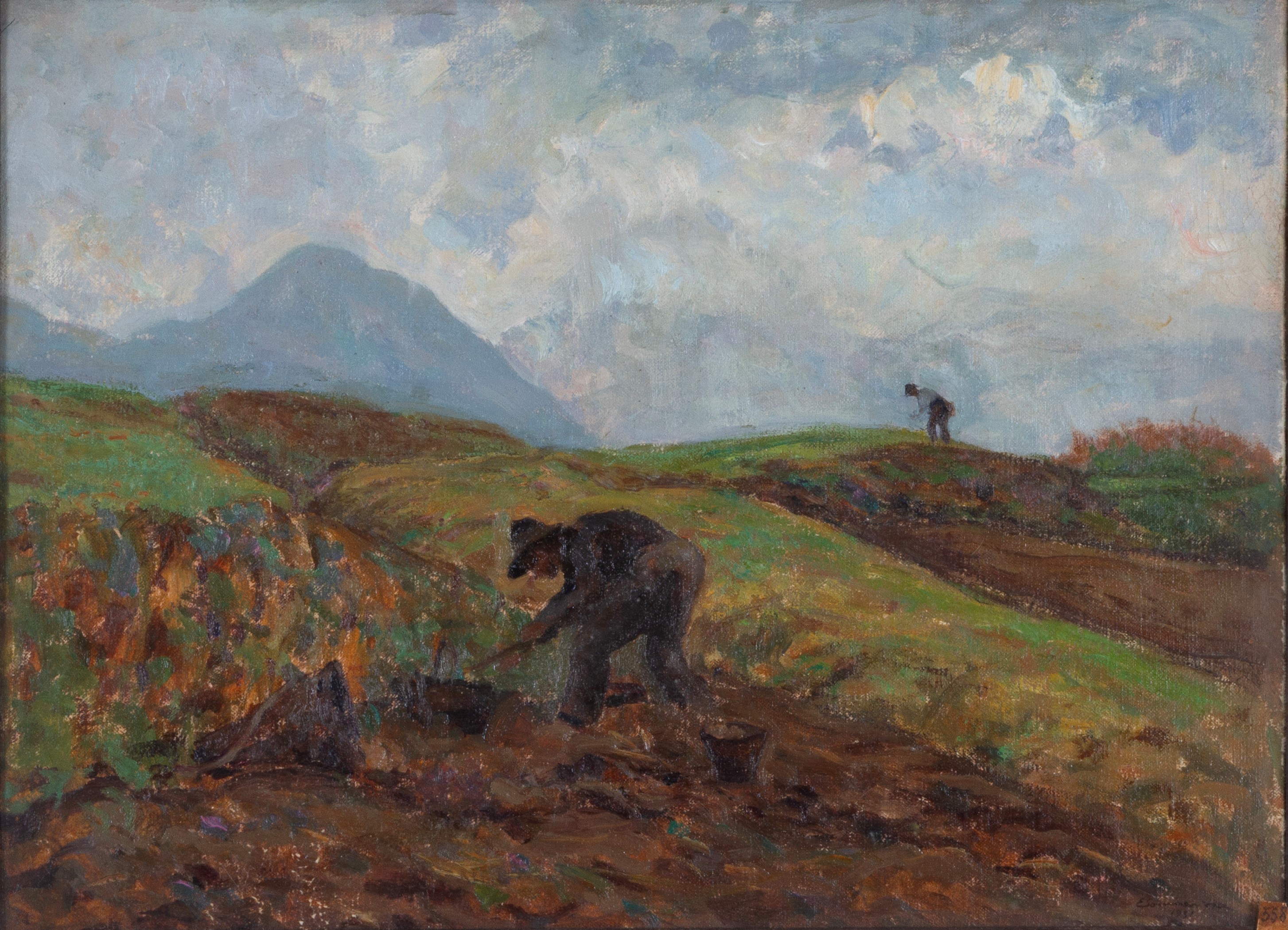 Emilio Sommariva - Dipinto "raccolta delle Patate"