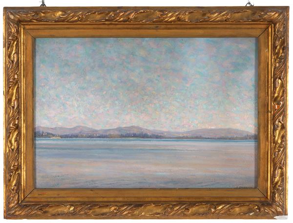 EMILIO SOMMARIVA - Painting "VIEW OF THE LAKE"