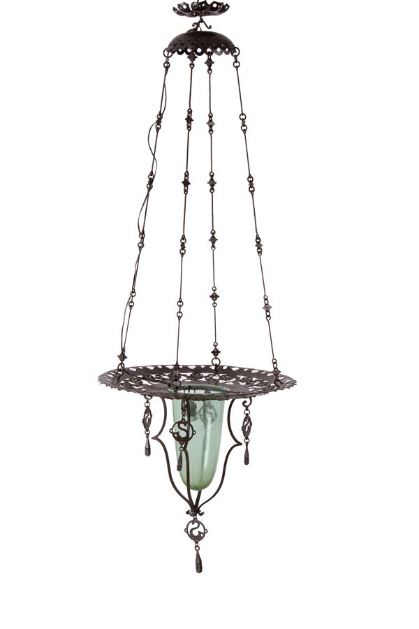 ALESSANDRO  MAZZUCOTELLI - Lampadario una luce in ferro battuto