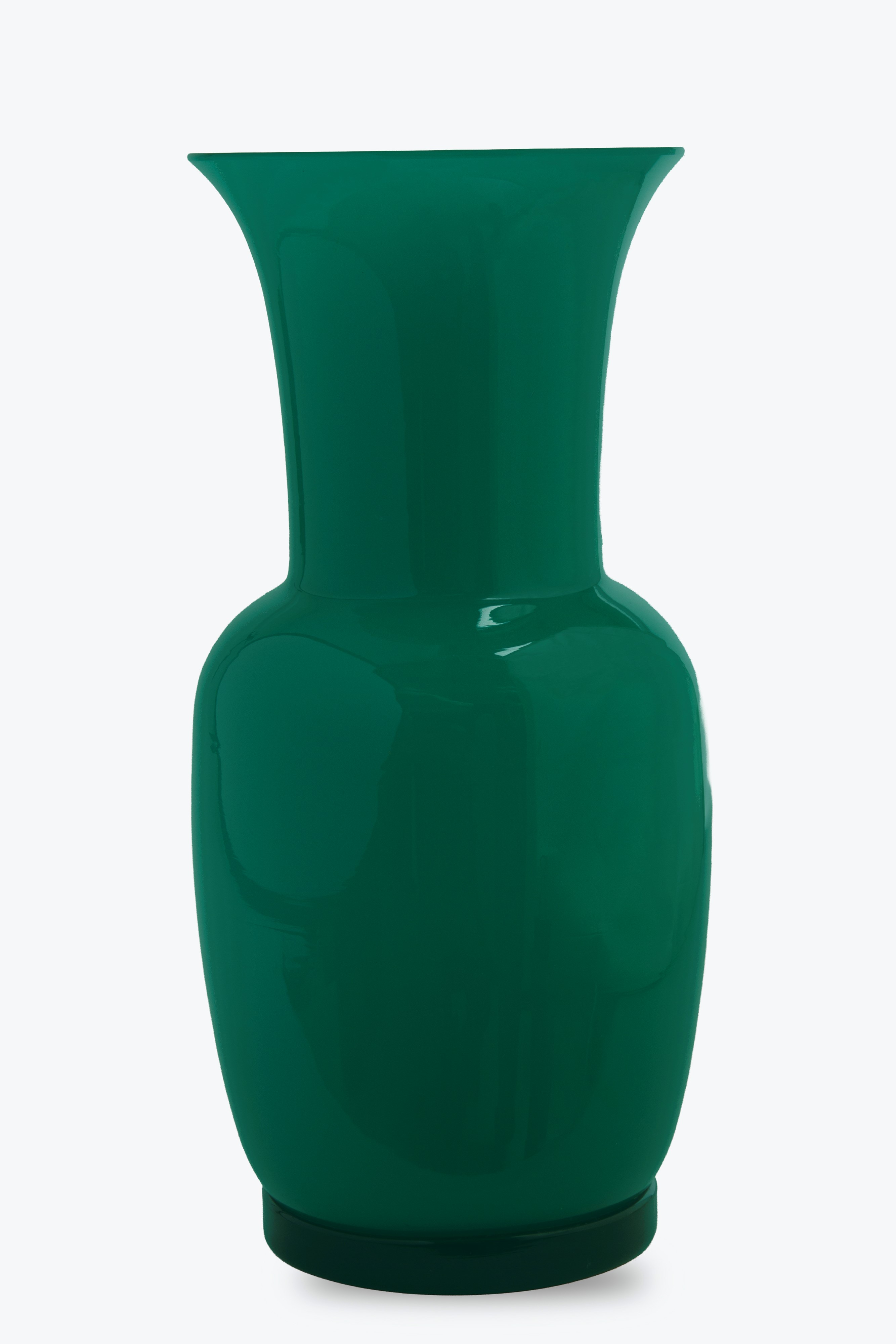 VENINI, Vaso opalino in vetro turchese, altezza 29 cm