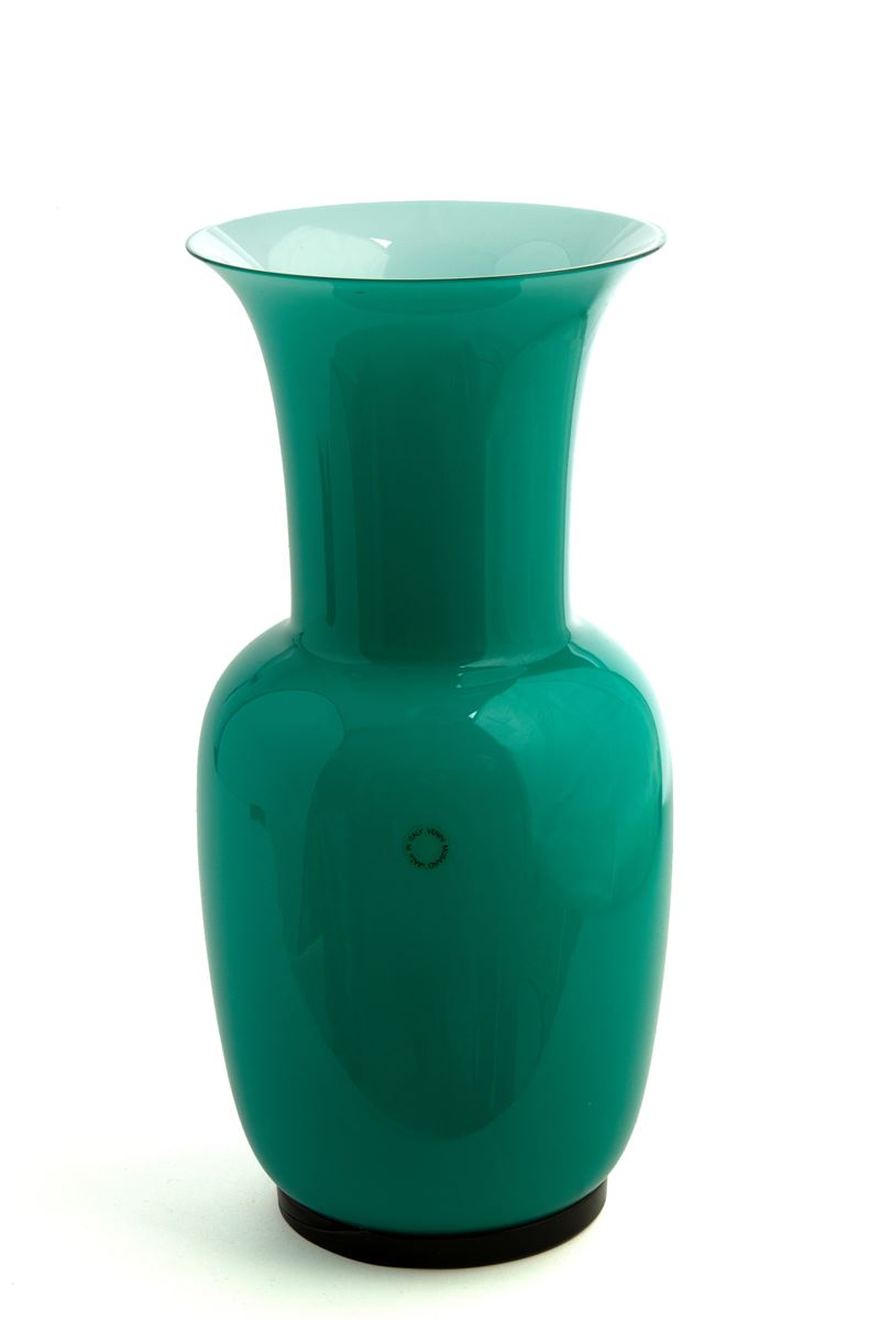 VENINI, Vaso Opalino in vetro turchese, 1993