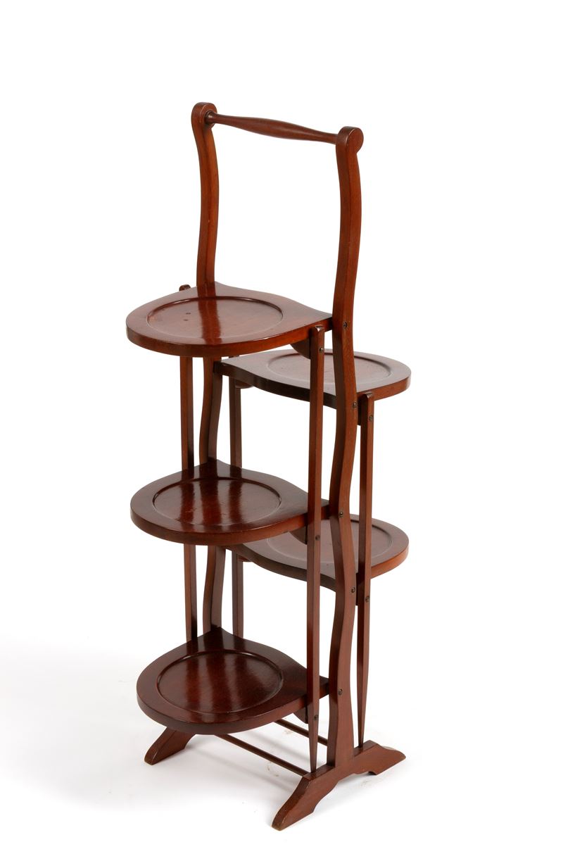 Etagère pieghevole in legno, cinque ripiani, XIX secolo
