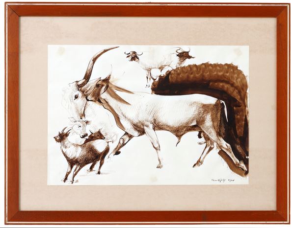 ELIA AJOLFI - Watercolor "BULLS"