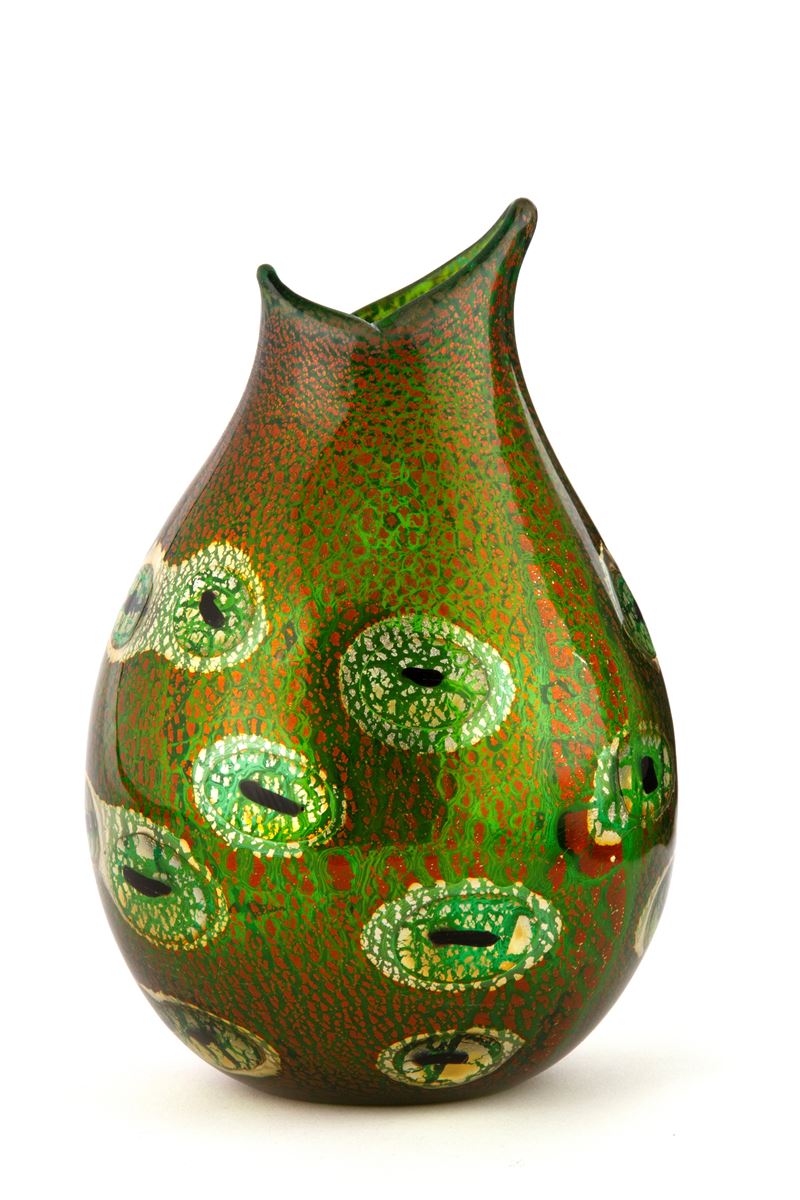 Giulio Radi - Vaso a Reazioni Policrome in vetro soffiato A.V.E.M., 1952