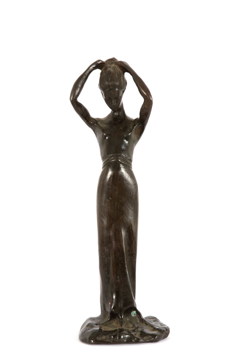 Pavel Petrovitch Troubetzkoy - Scultura 'LA POSA', bronzo patinato