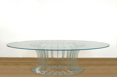 Cristal Art (attr.), Tavolo ovale in cristallo