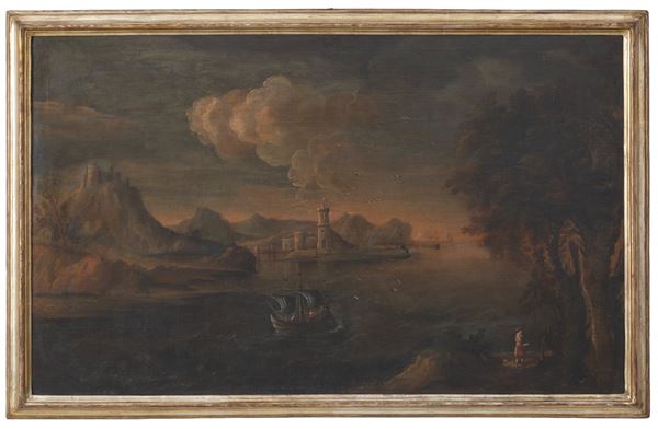 Painting "SEA LANDSCAPE WITH ARCHITECTURE"