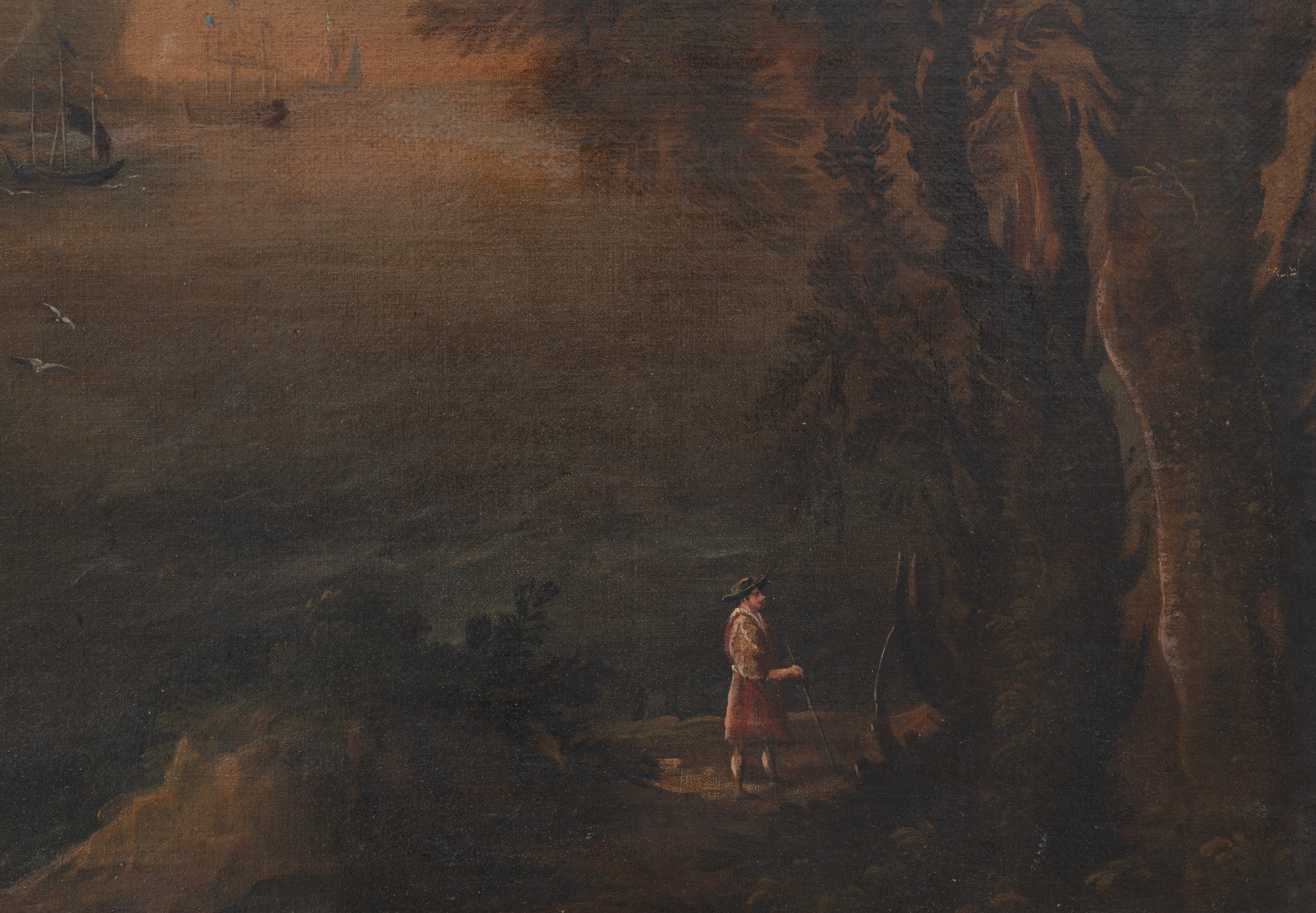Dipinto, Paesaggio marino con architetture, olio su tela (fine XVIII-inizi XIX secolo)