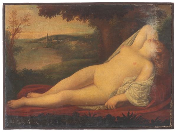 Oil painting on canvas "VENUS IN THE LANDSCAPE"