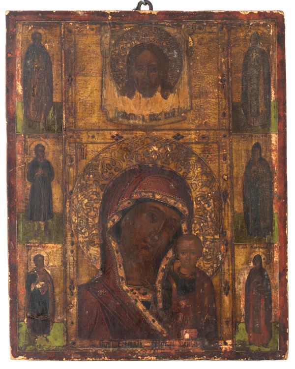 Icon "MADONNA WITH CHILD, MANDYLION AND SAINTS"