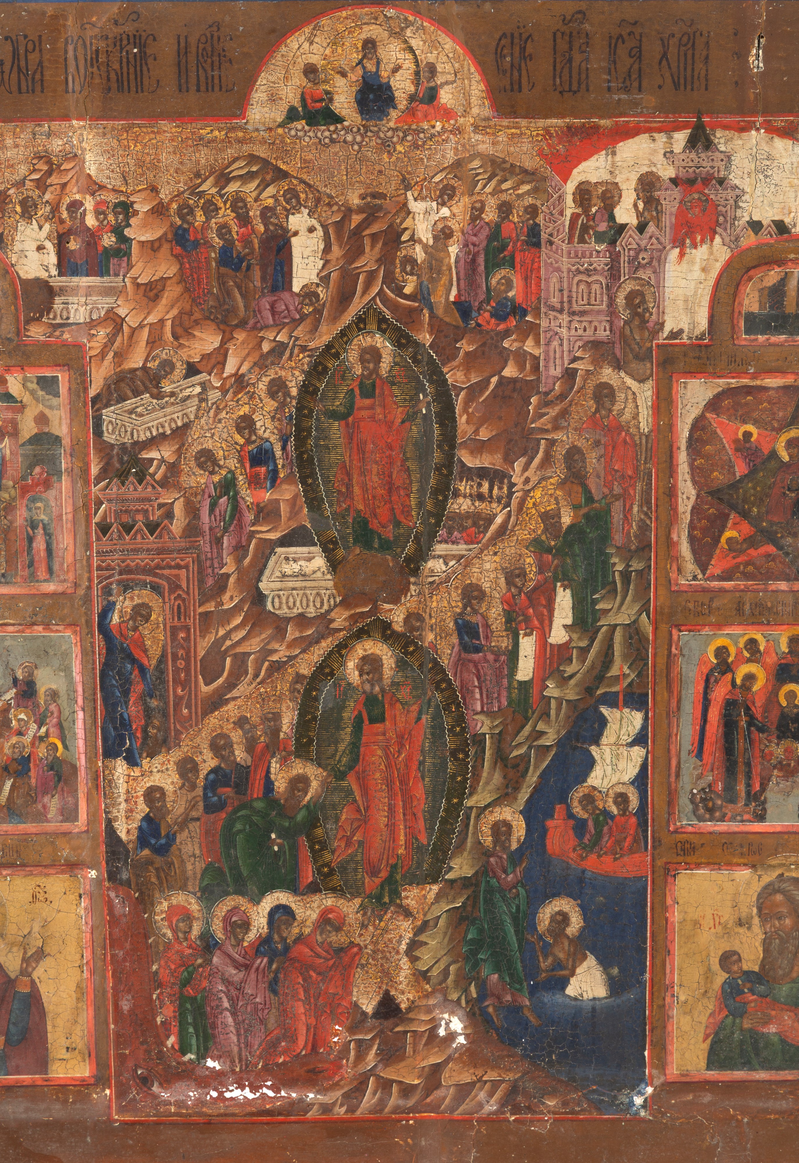 Resurrezione con santi, icona dipinta su tavola (XVIII secolo)