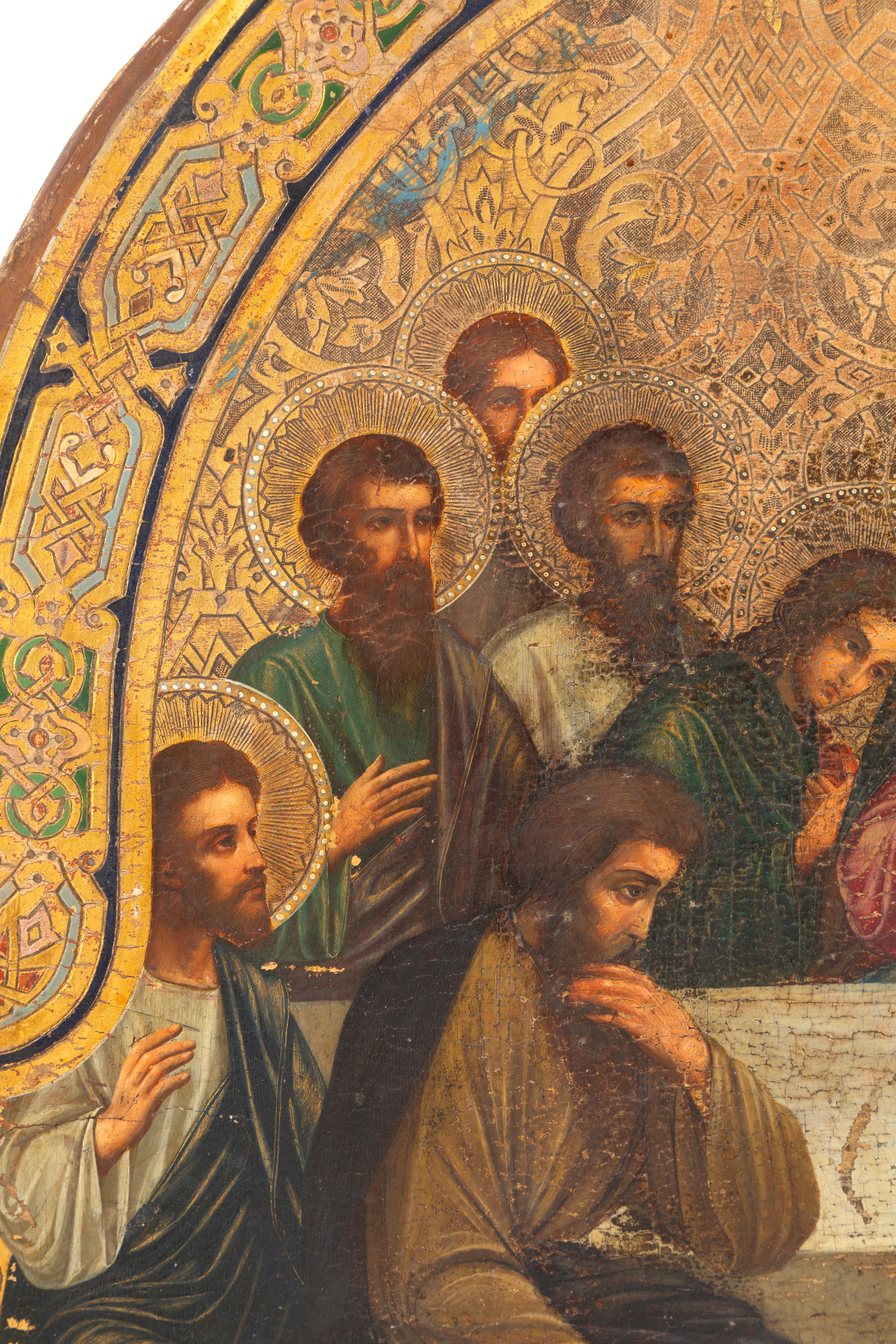Russia, Icona dipinta raffigurante "Ultima Cena" su tavola, XIX secolo