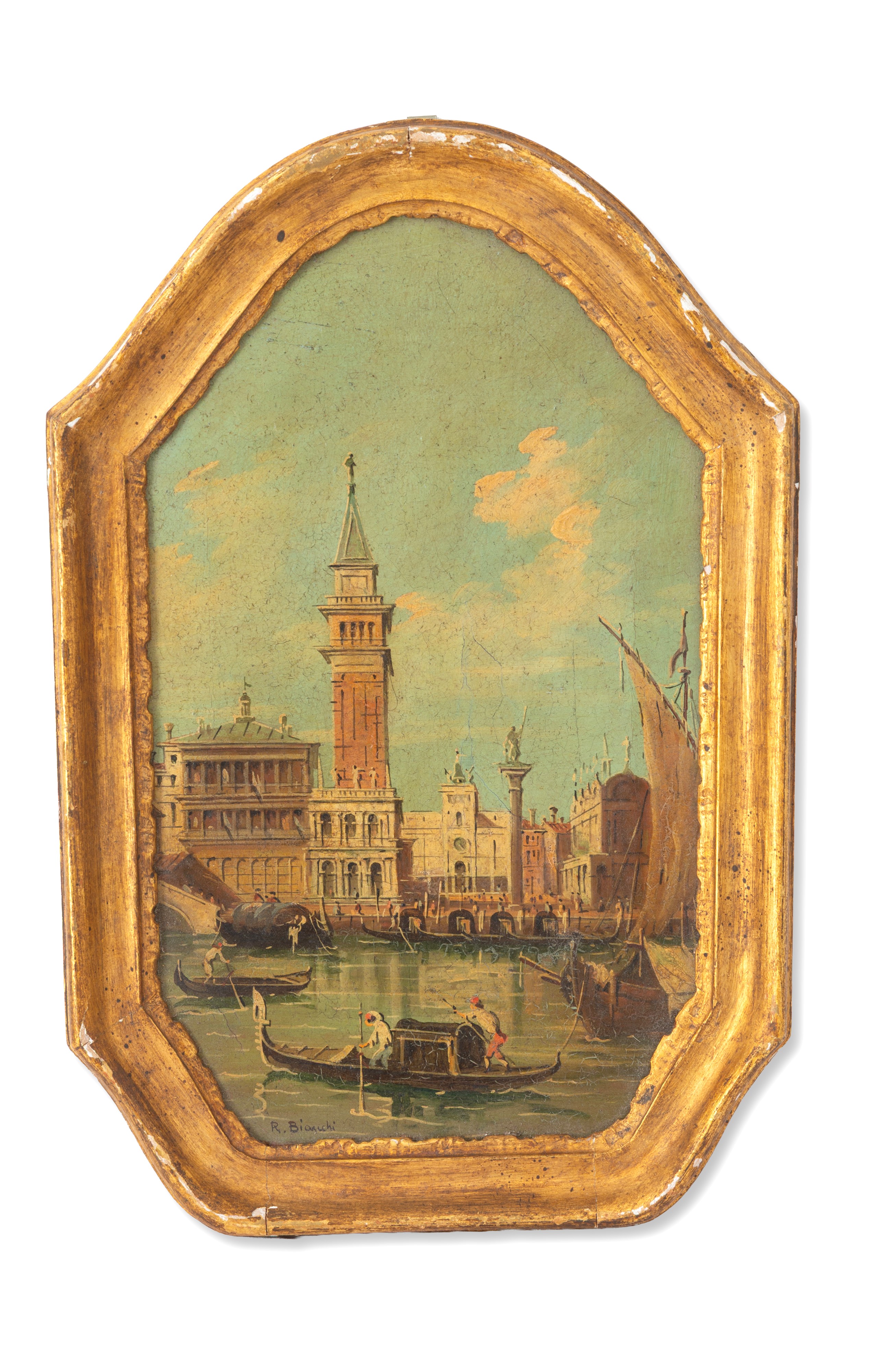 Vedute di Venezia, coppia di dipinti a olio su tela (XIX secolo)