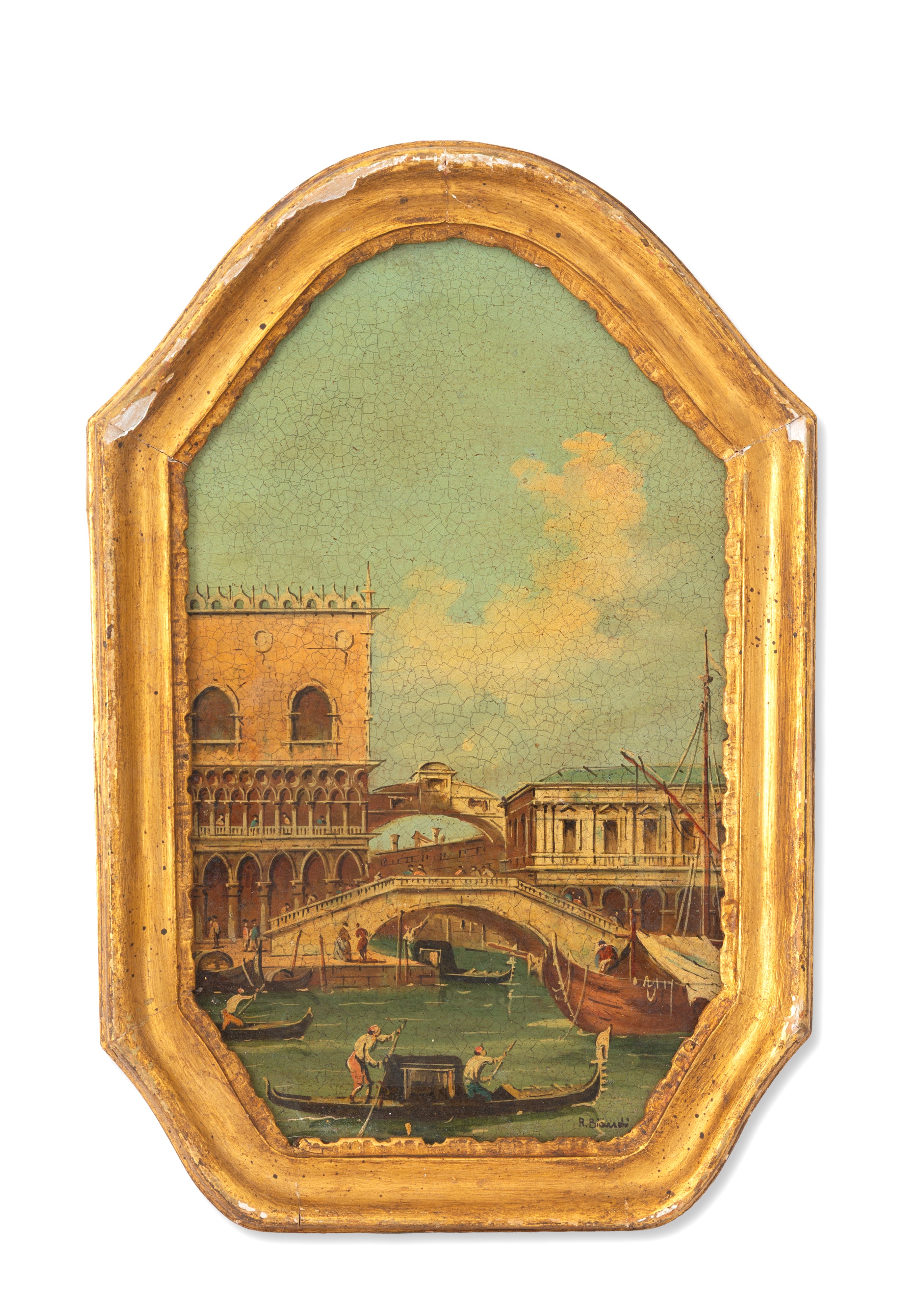 Vedute di Venezia, coppia di dipinti a olio su tela (XIX secolo)