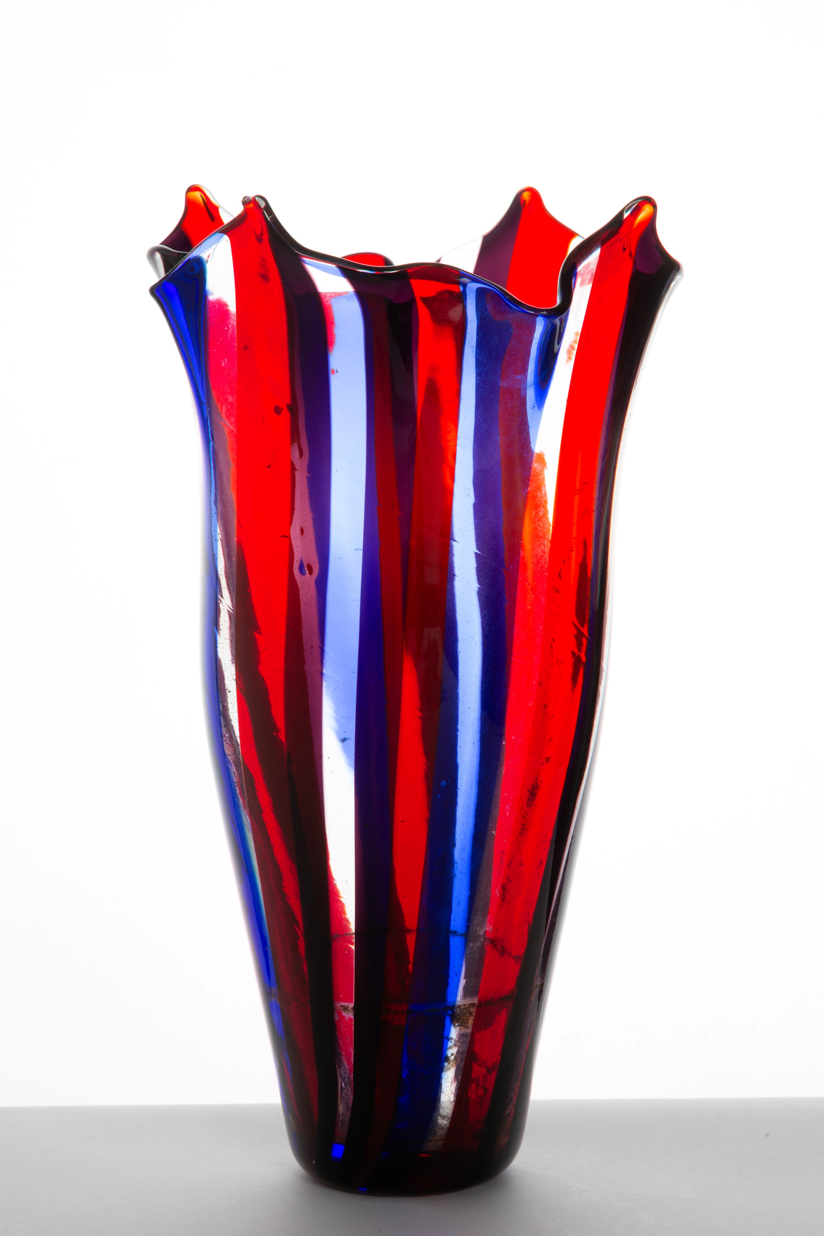 Fulvio Bianconi - Vaso alto a fazzoletto con canne di filigrana