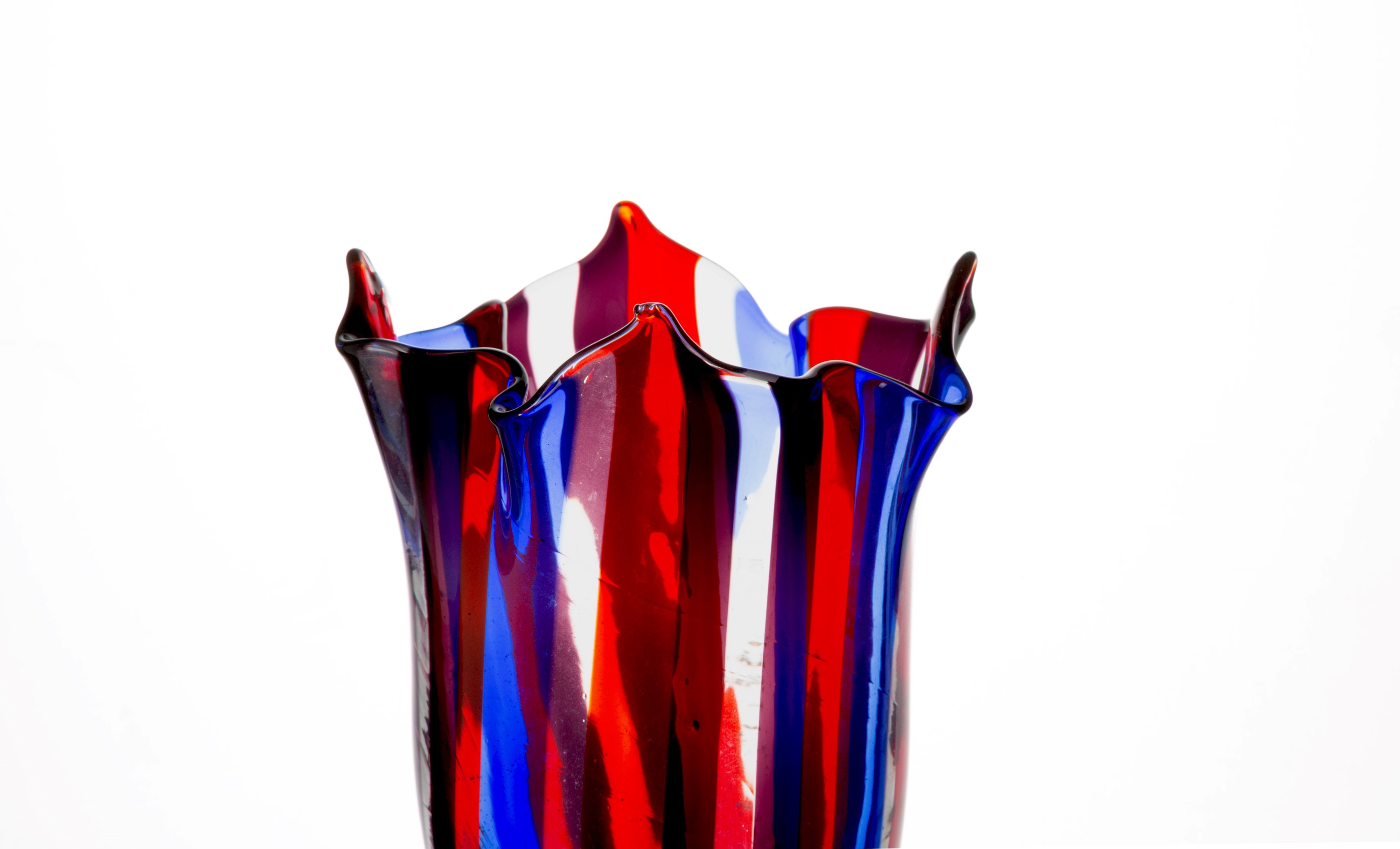 Fulvio Bianconi - Vaso alto a fazzoletto con canne di filigrana