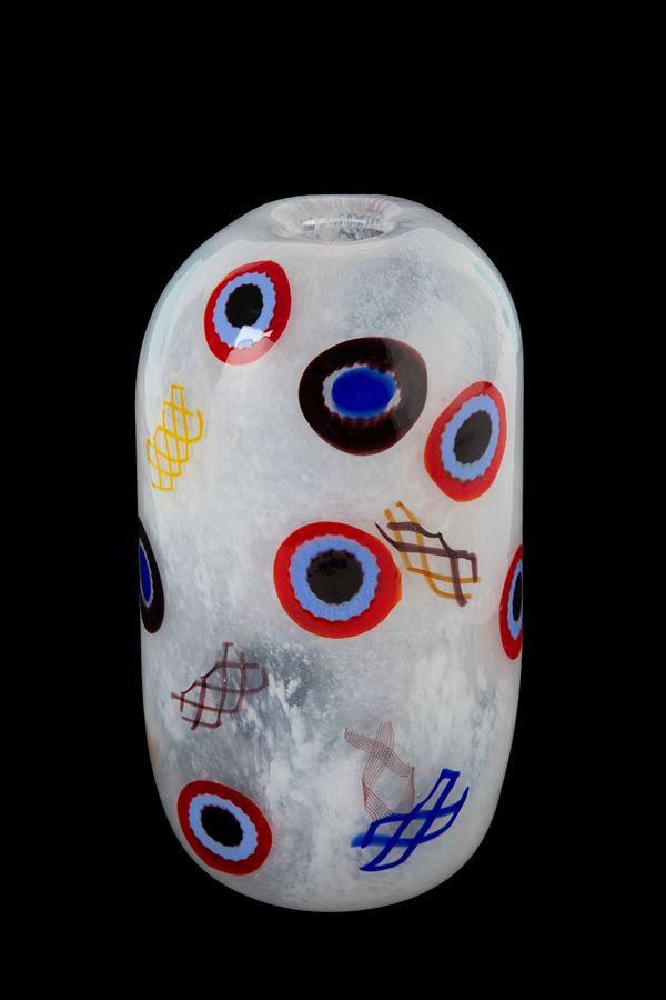GIUSTO TOSO - Vase with murrine for VETRERIA AURELIANO TOSO