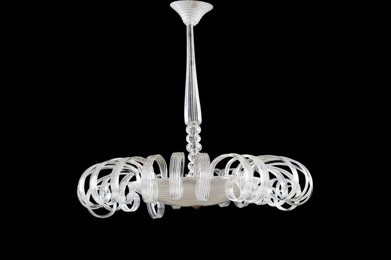 Barovier & Toso, Lampadario in vetro di Murano a tre luci (anni ’40)