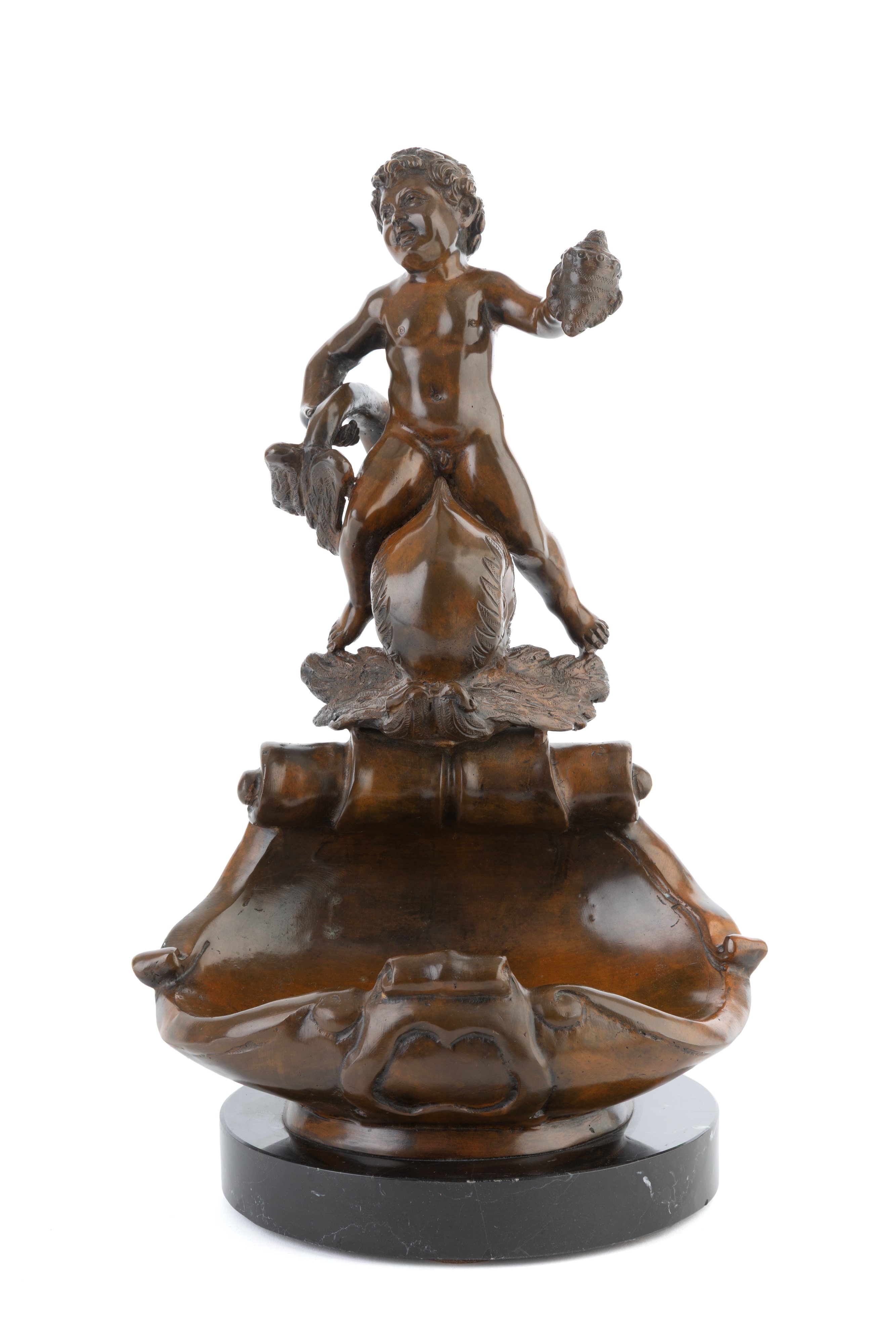Vincenzo Cinque - Putto su delfino (scultura in bronzo)