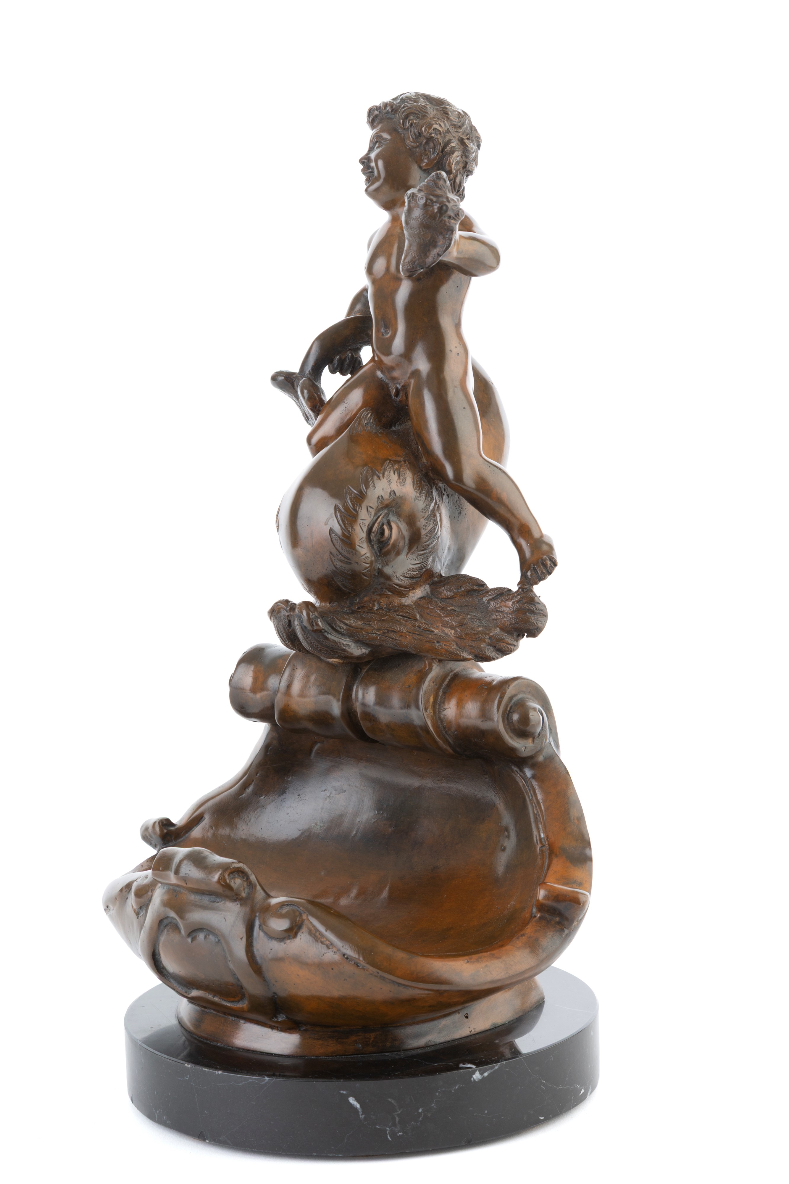 Vincenzo Cinque - Putto su delfino (scultura in bronzo)