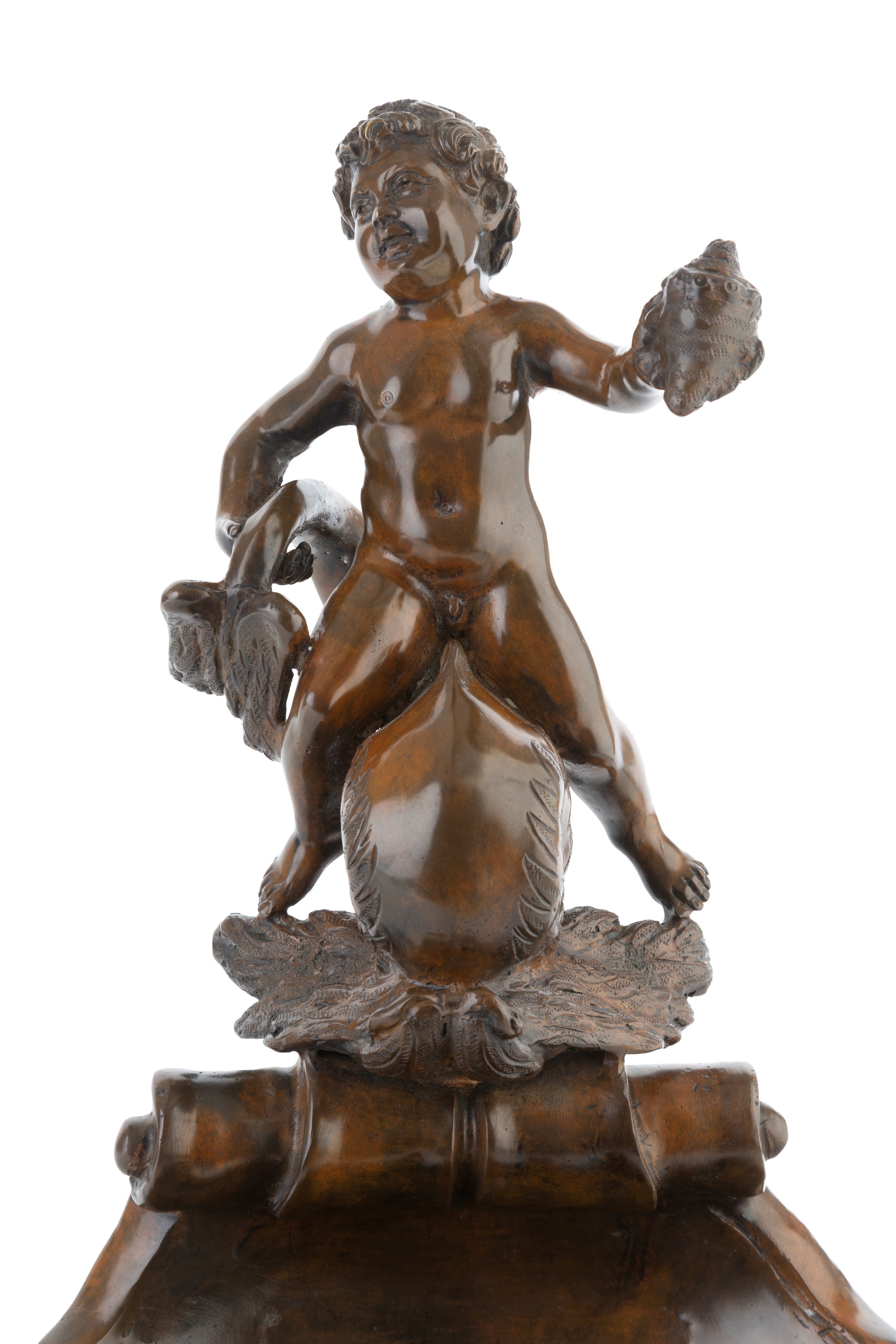 Vincenzo Cinque - Putto su delfino (scultura in bronzo)