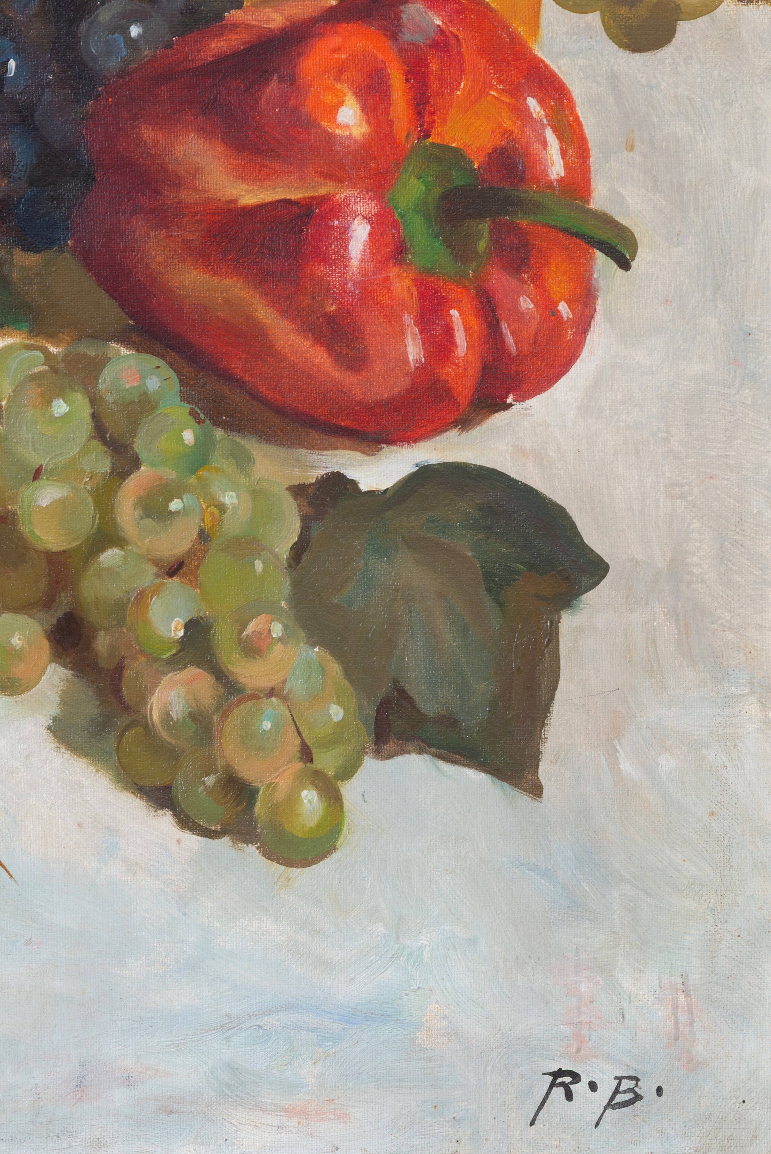 R.B., Olio su tela, Uva e peperoni