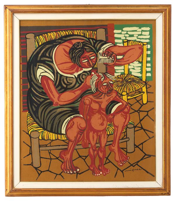 GIUSEPPE MIGNECO - Painting "THE COMBIST"
