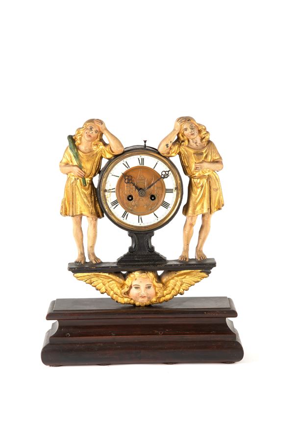 Painted cast iron clock