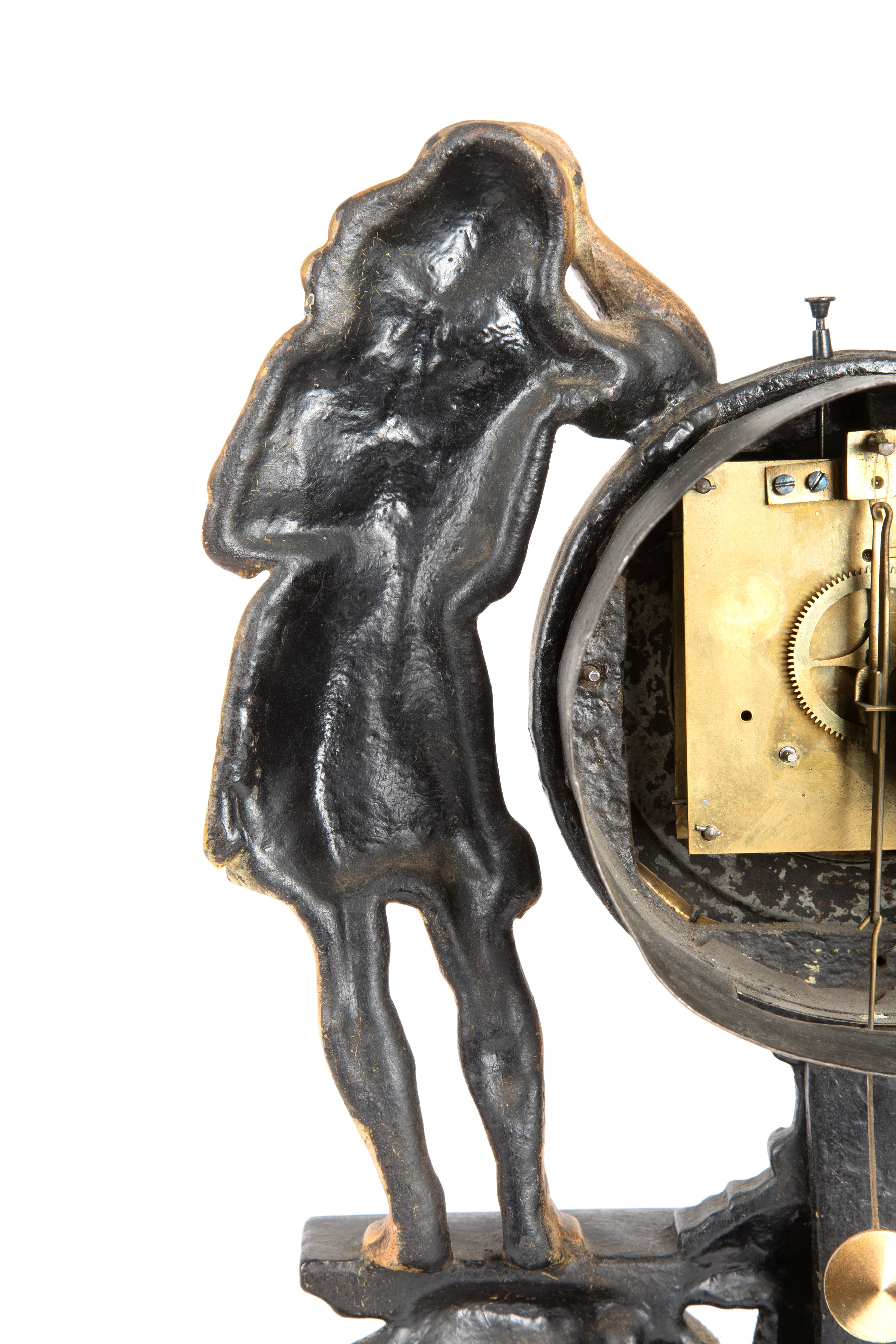 Orologio in ghisa dipinta, figure laterali (fine  XIX–inizi XX secolo)