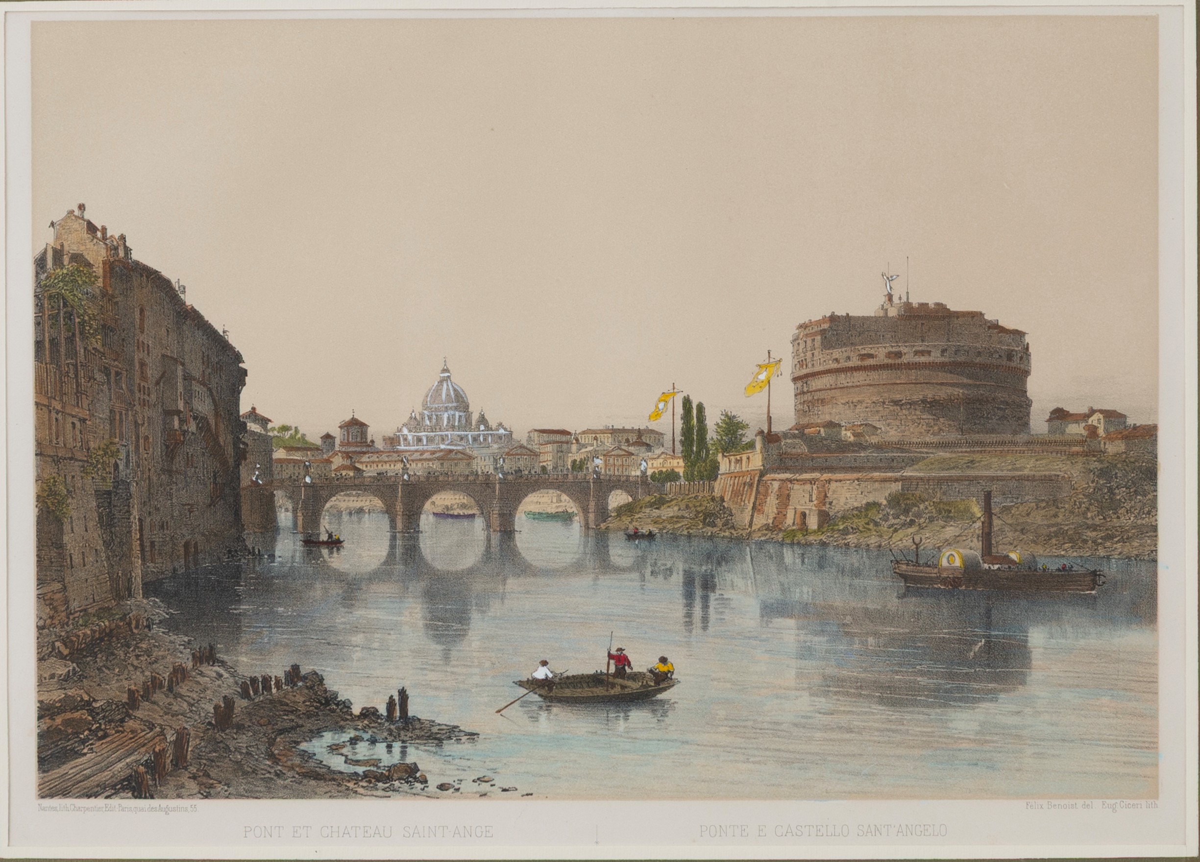 Felix Benoist - Vedute di Roma (sei litografie acquarellate)