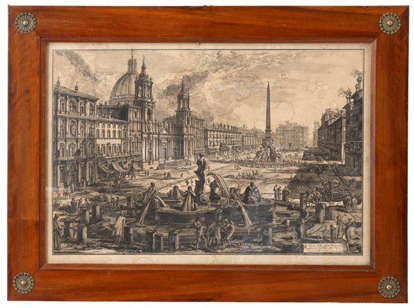 GIOVANNI BATTISTA PIRANESI - Engraving "VIEW OF PIAZZA NAVONA ABOVE THE RUINS OF THE CIRCUS AGONALIS"