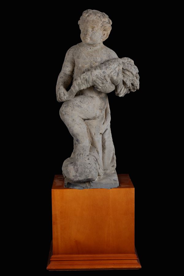 Sculpture "PUTTO WITH CORNUCOPIA"