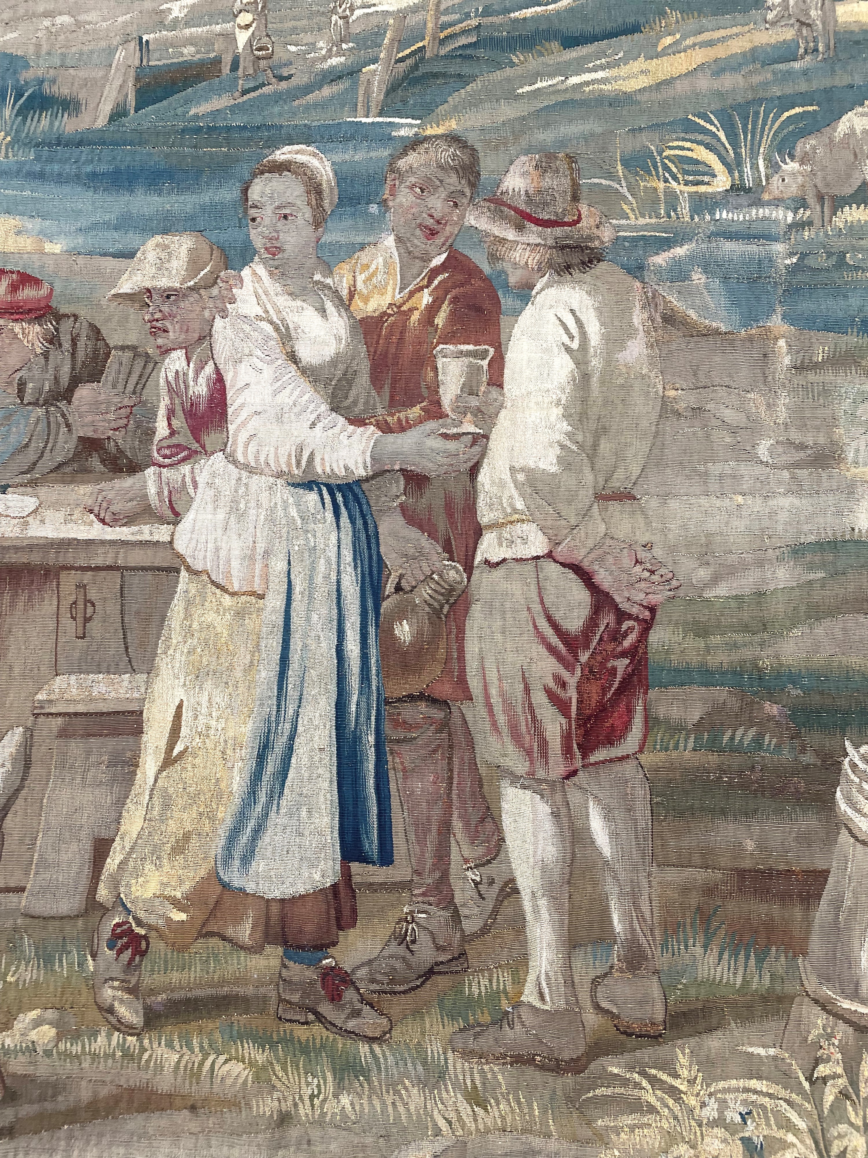 Arazzo fiammingo, Scene di corte, lavorazione in lana e seta (XVIII secolo)