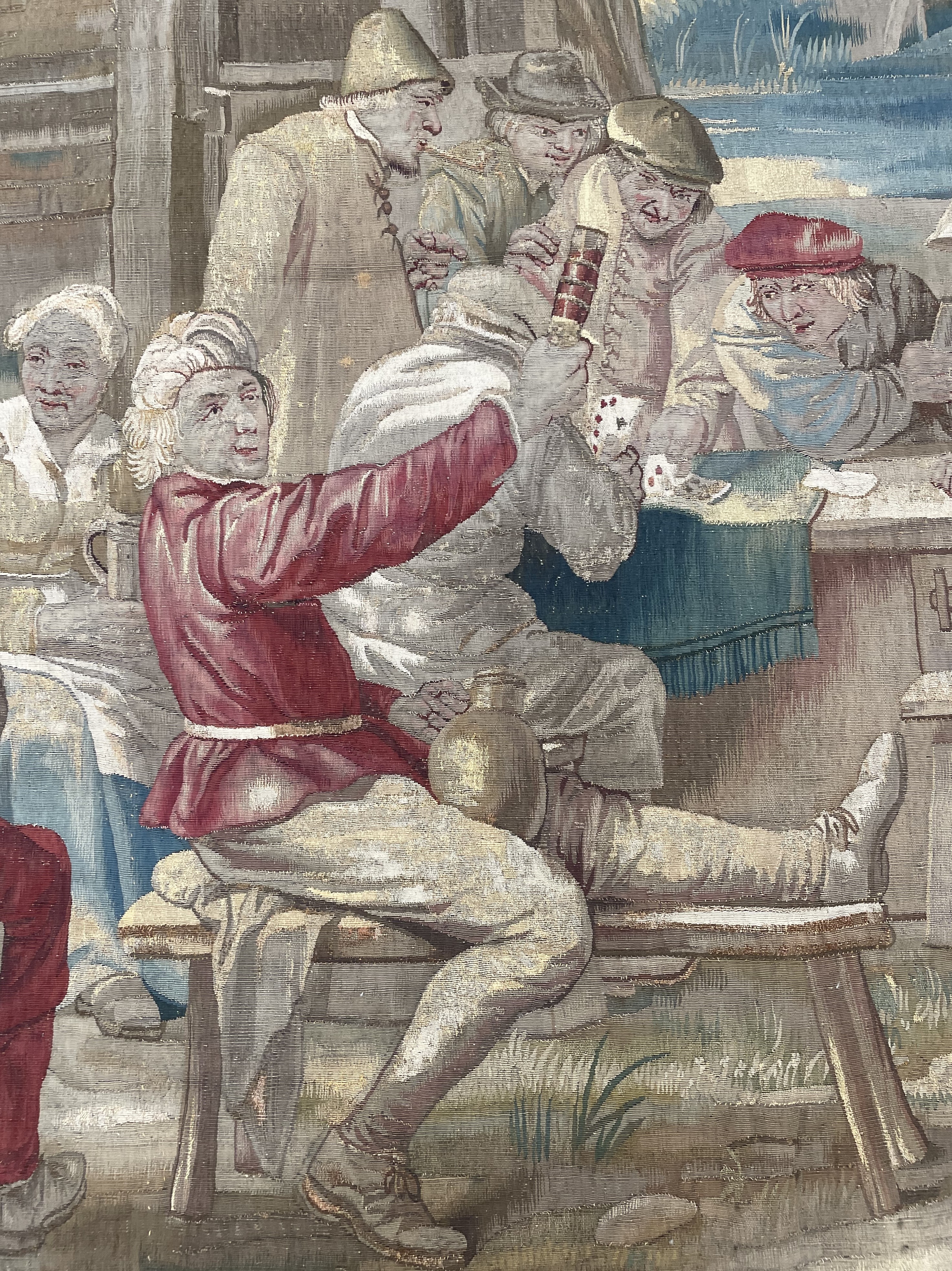Arazzo fiammingo, Scene di corte, lavorazione in lana e seta (XVIII secolo)
