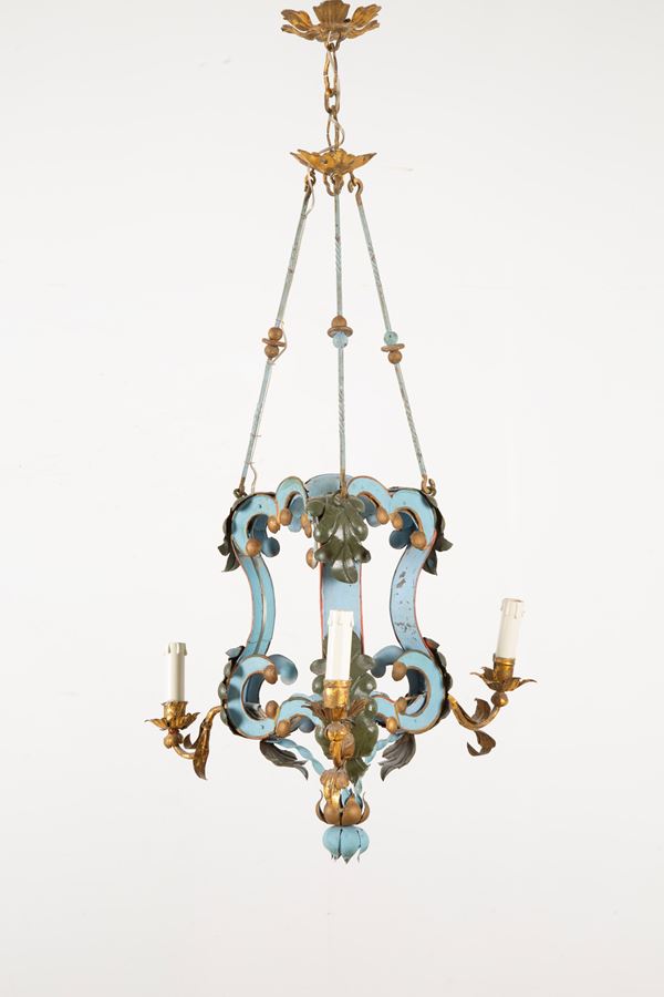 Three-light sheet metal chandelier
