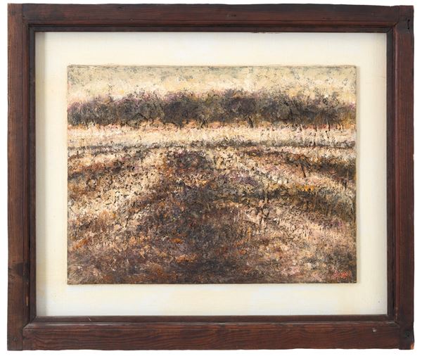 ELIO MONFRINI - Mixed media "BURNT STUBBLE - ALEXANDRIAN COUNTRYSIDE"