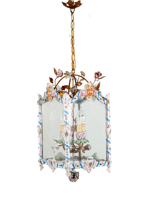 Ceramic lantern chandelier